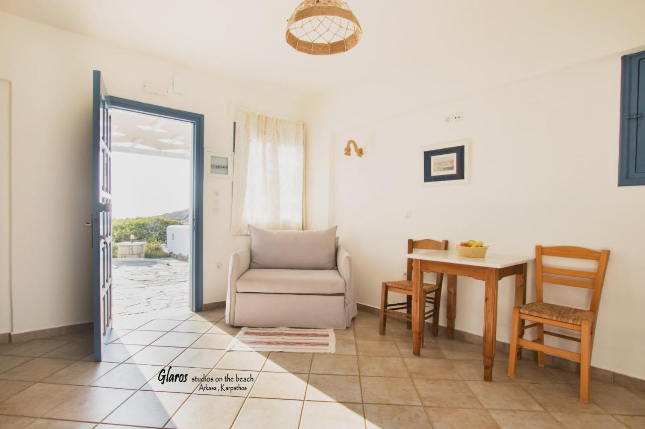Glaros Luxury Studio On The Beach Apartment Arkasa Luaran gambar