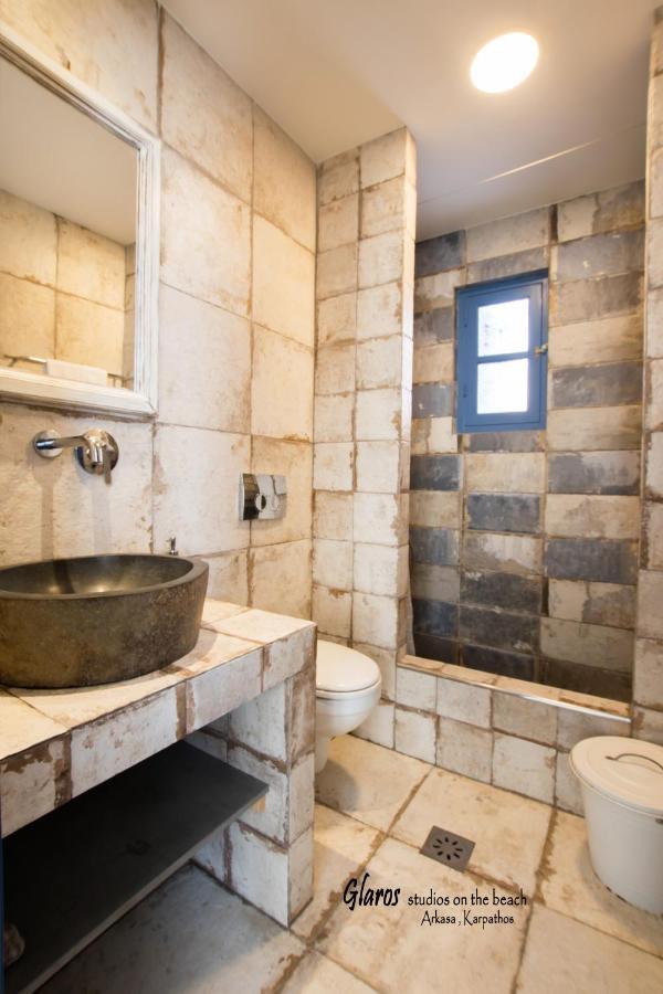 Glaros Luxury Studio On The Beach Apartment Arkasa Luaran gambar