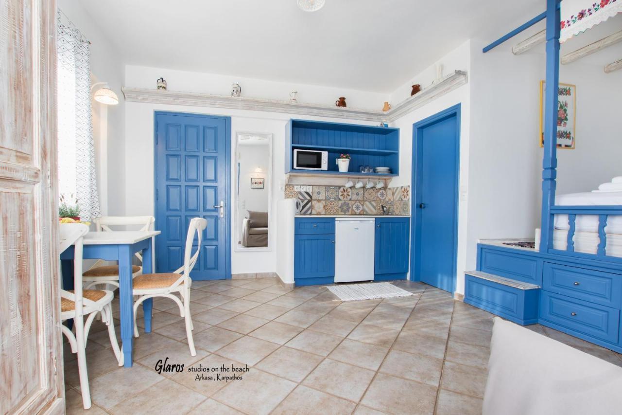 Glaros Luxury Studio On The Beach Apartment Arkasa Luaran gambar