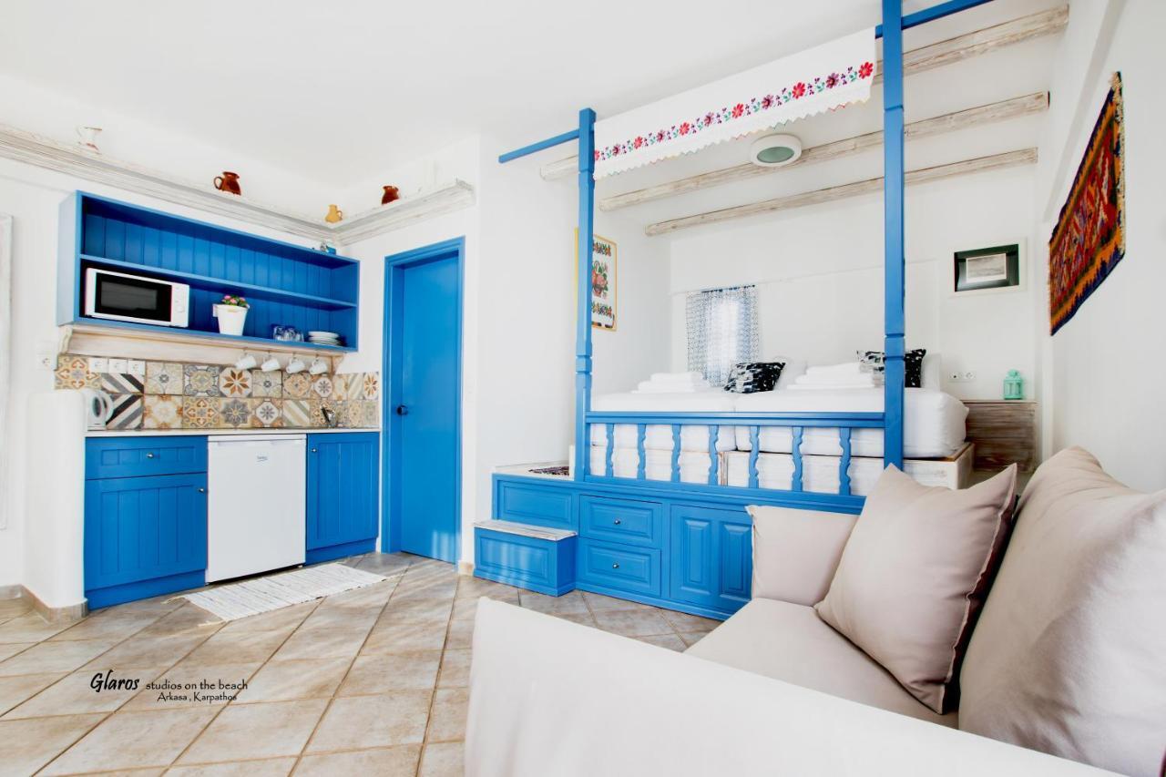 Glaros Luxury Studio On The Beach Apartment Arkasa Luaran gambar