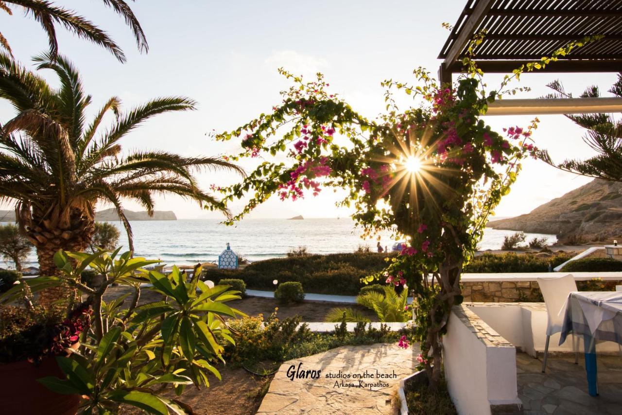 Glaros Luxury Studio On The Beach Apartment Arkasa Luaran gambar